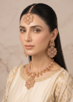 Premium bridal jewellery set in silver pink