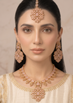 Premium bridal jewellery set in gold clear
