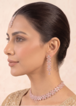 Pink zircon jewellery set front view