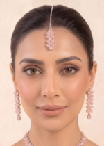 Pink zircon necklace with floral design
